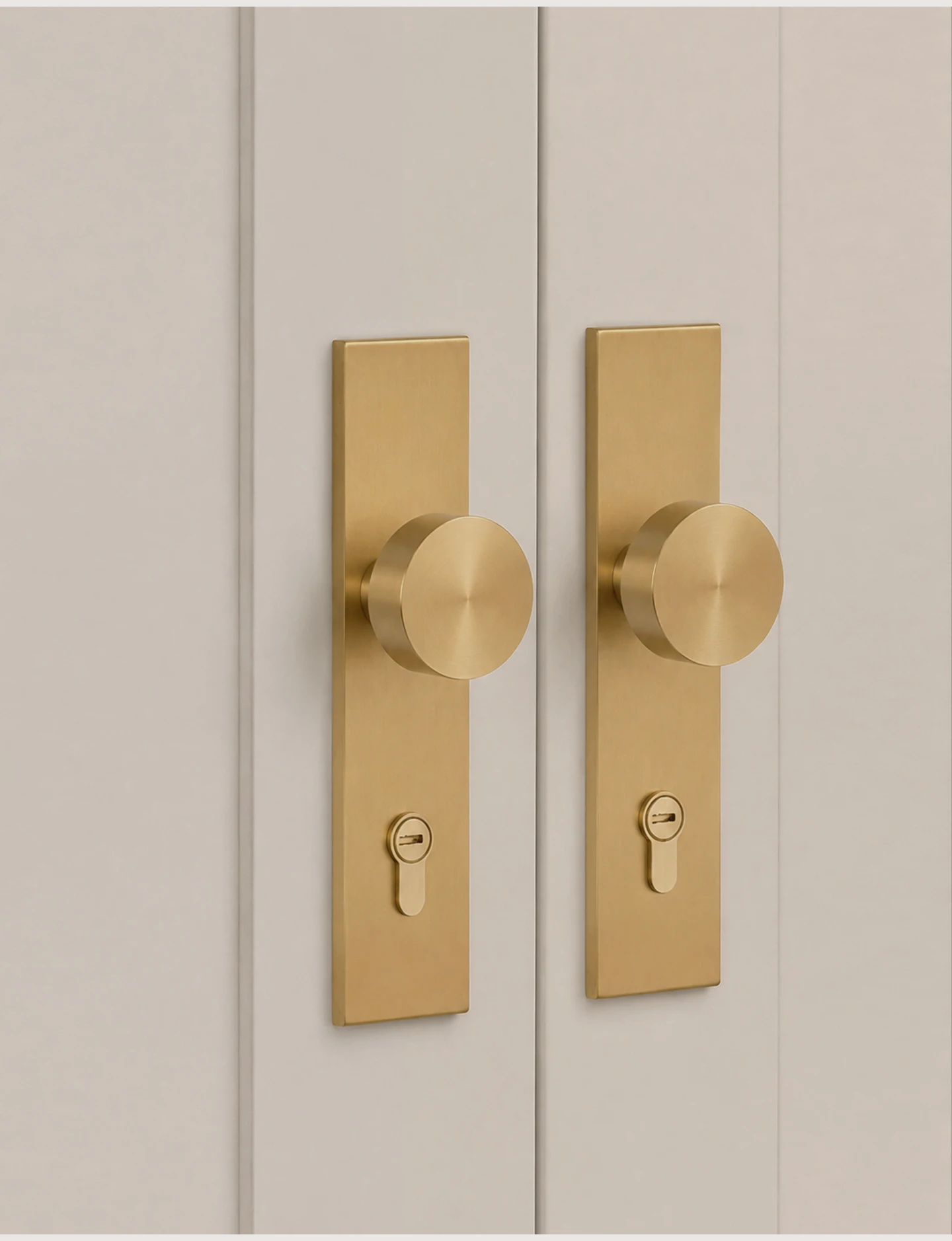 DOOROOM Messing-Türschloss-Set, Panelschlösser, integrierte Schlösser, Innentürschloss, dekoratives Schloss, Durchgangsschloss, Türgriff – Detail 5