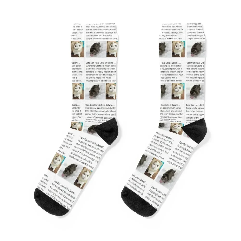 

Is Salami OK for Cats Cats Can have a little Salami Meme Socks funny gift christmas gifts hockey Socks For Girls Men's