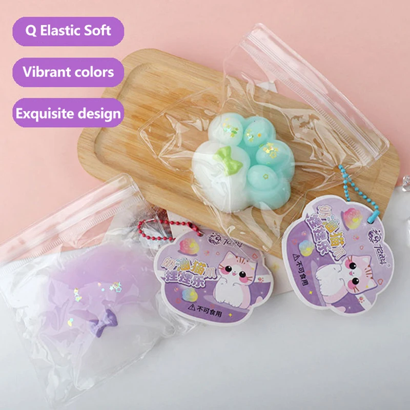 1PC 부드럽고 끈적끈적한 스트레스 해소용 고양이 발 모양 슬로우 리바운드 장난감, 압착 고양이 발 모양 압력 해소 장난감