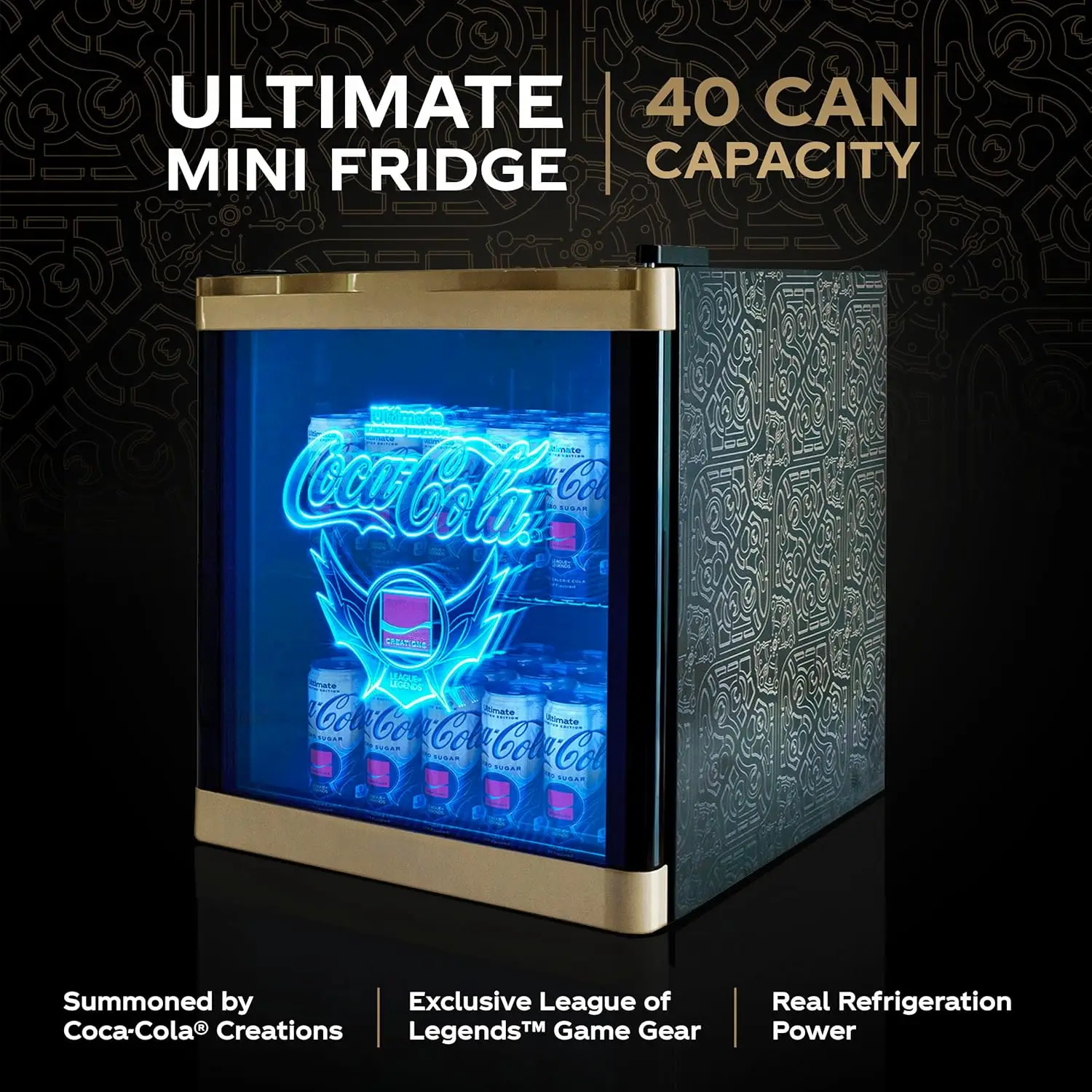 League of Legends® Ultimate 48L Mini Fridge – Limited Edition Coca-Cola® Exclusive Gaming Room Mini Fridge, Cool LED lig