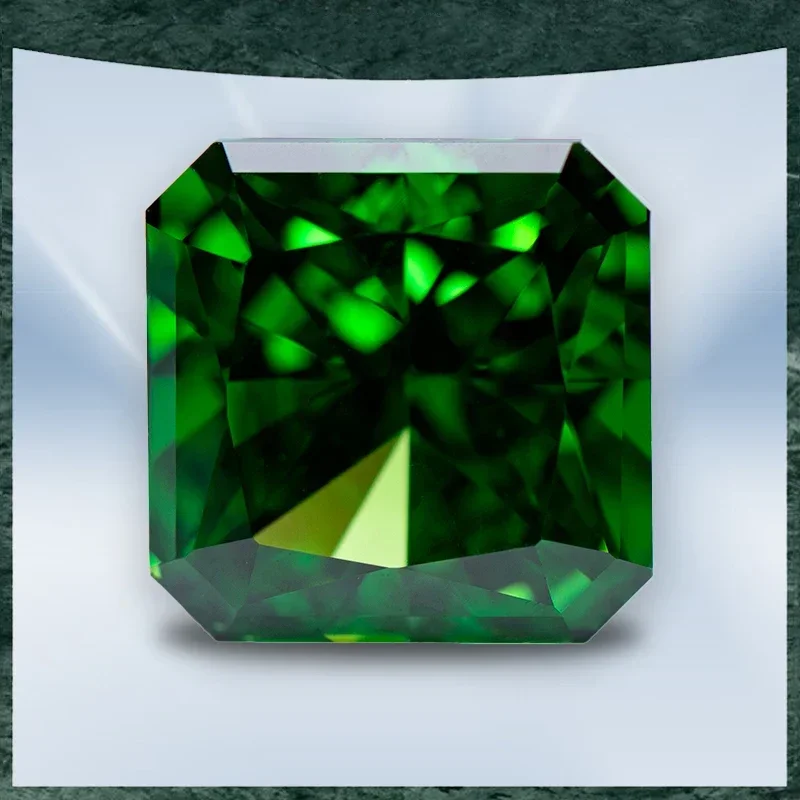 

Cubic Zirconia Crushed Ice Cut No Certificate Asscher Shape Emerald Color Charms Beads for Diy Advanced Jewelry Making Materials