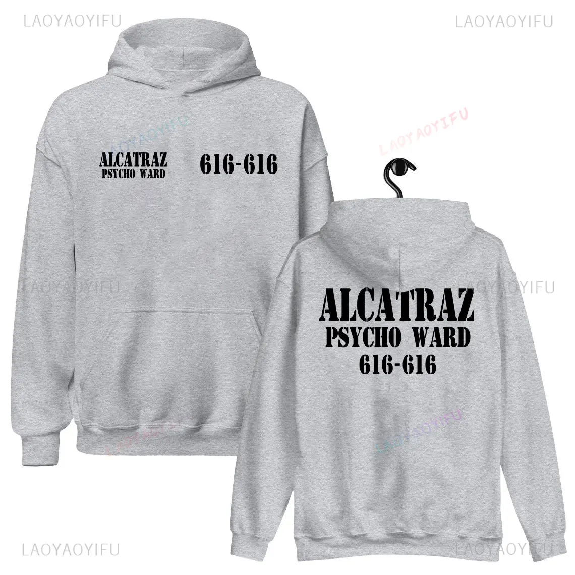 Alcatraz Psycho Ward 616 616 هالوين الجرافيك هوديي عقارب الساعة البرتقالي امرأة رجل كامل طول رواية البلوز Camisetas