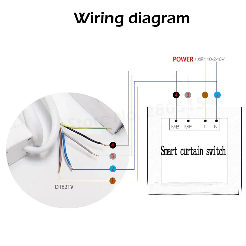 DOOYA DT82TV 5 Wire curtain motor 1.2N RS485/Dry Contact/RF433 Control,100-240V 50/60 HZ,Silent curtain motor for smart home