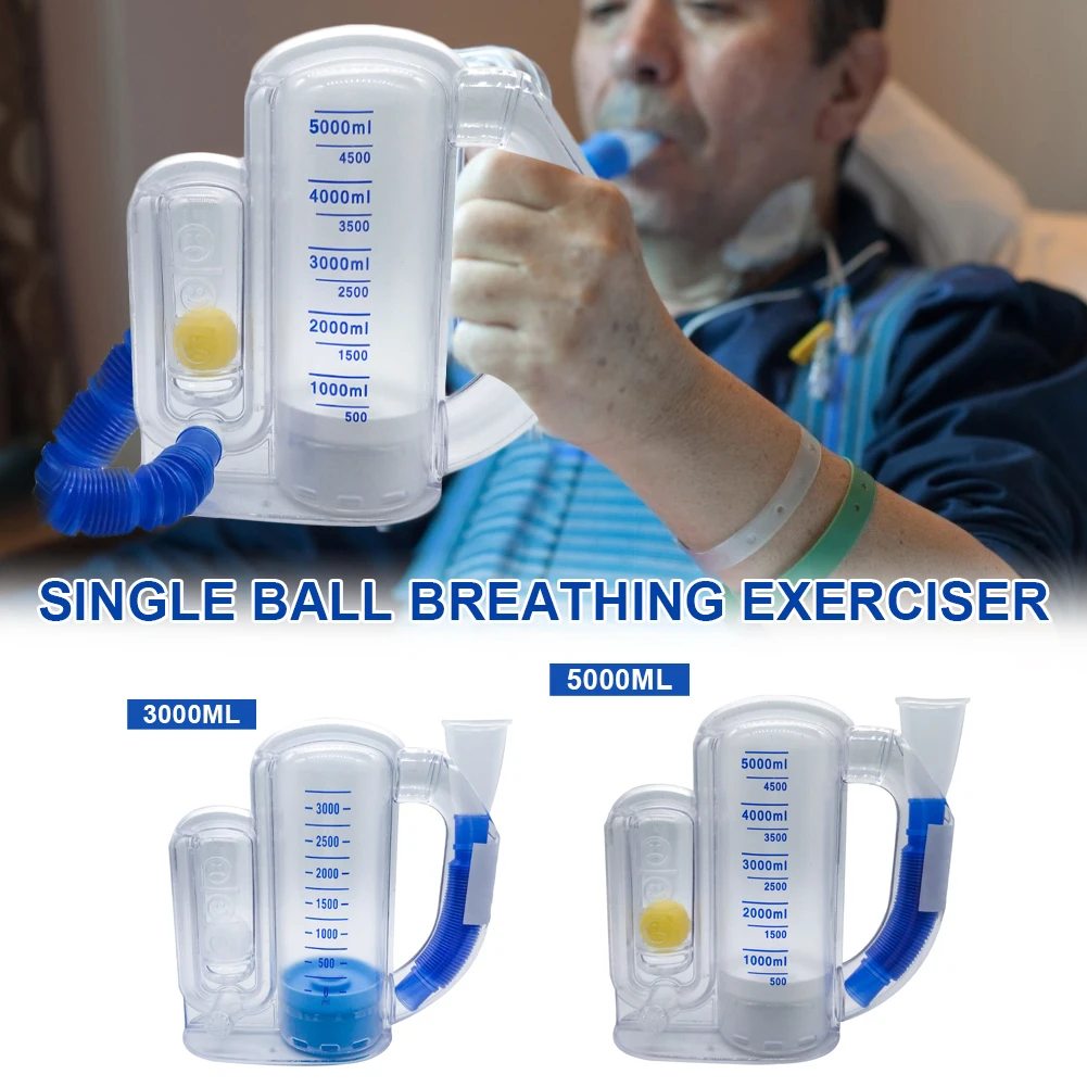 WSKEJI 3000/5000ml PVC Volumetric Exerciser Lung Breathing Exerciser Vital Capacity Apparatus Spirometer Rehabilitation Trainer