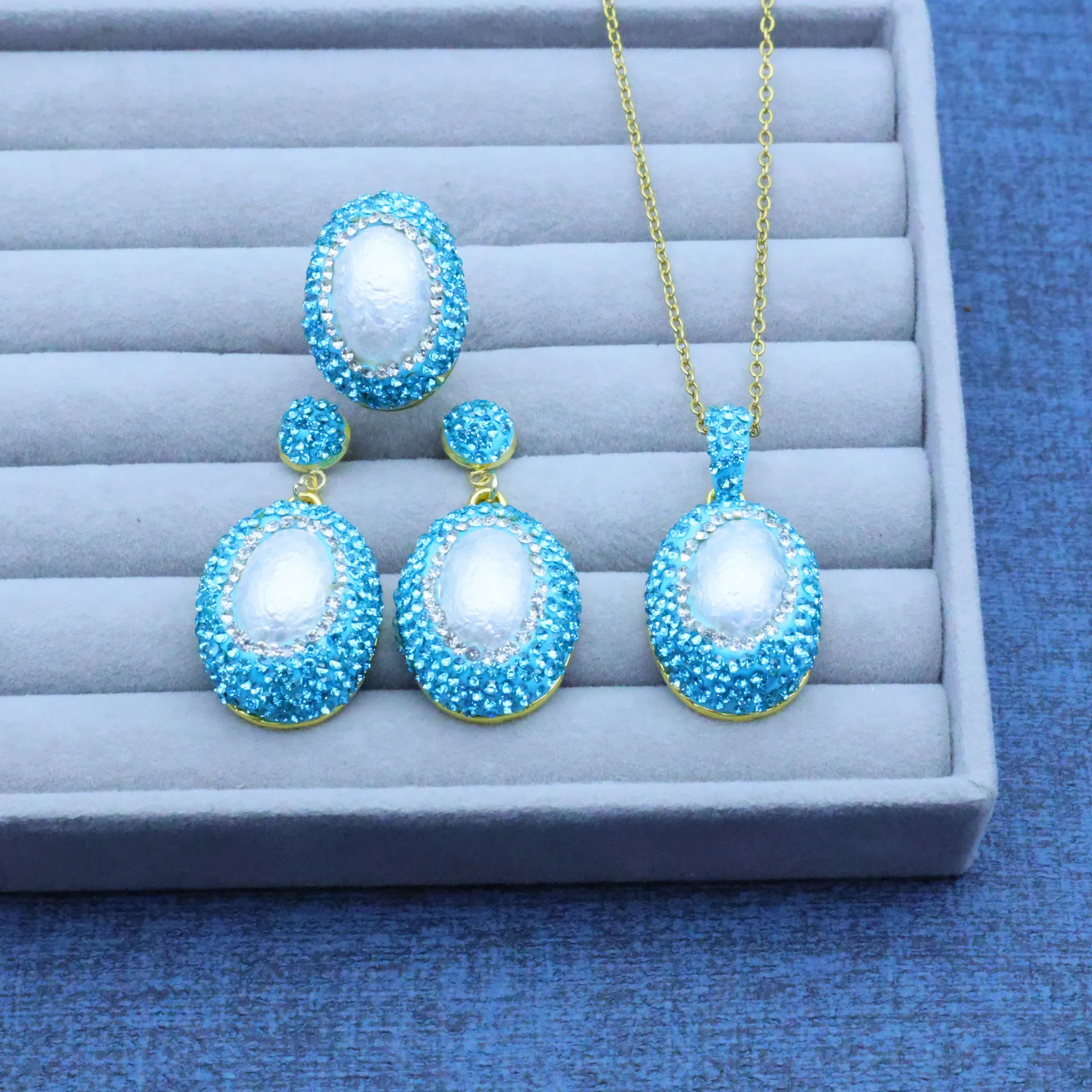 Cross-border new color oval glass crystal diamond starry sky colorful high sense light medieval light luxury handmade design