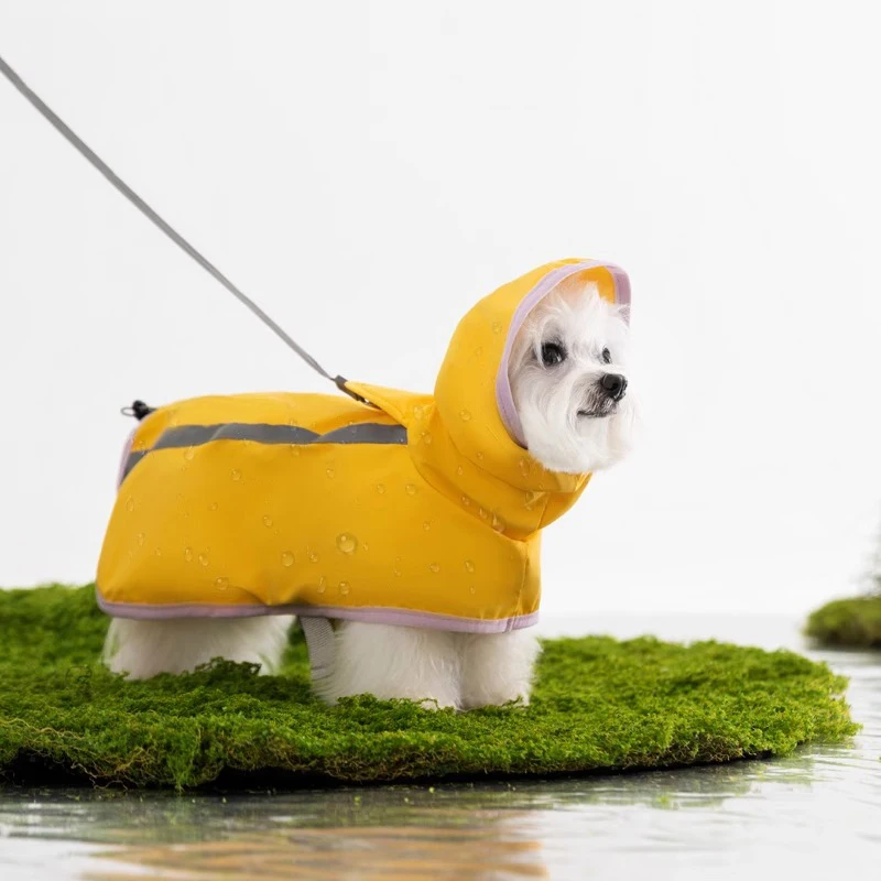 

Simple Clashing Color Dog All-inclusive Rain Poncho Small Dog Rainy Day Out Clothes Teddy Four-legged Hoodie