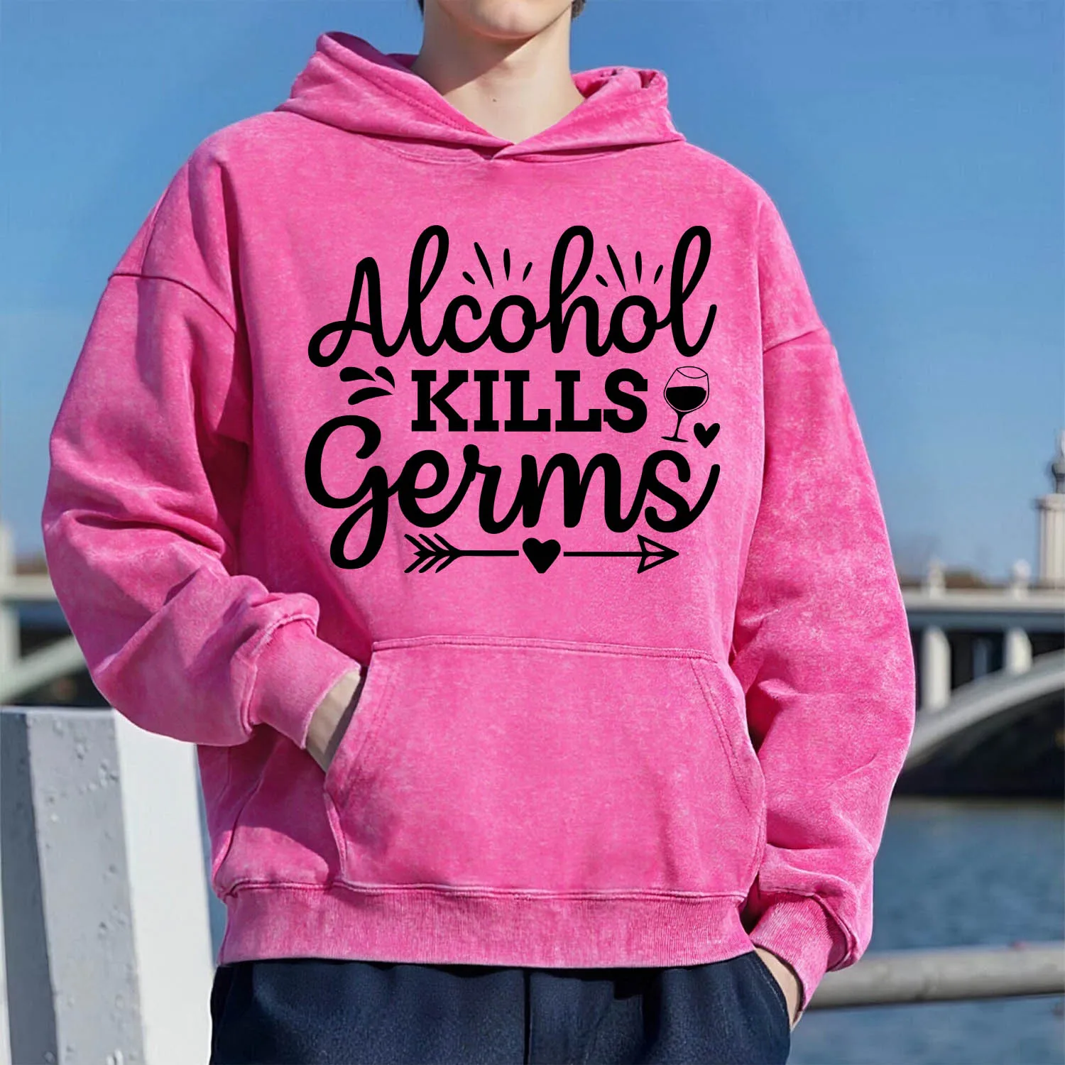 سويت شيرت بقلنسوة بنمط مغسول من القهوة للجنسين، نمط رياضي كاجوال مصنوع من القطن الخالص، نمط شارع عصري 400 جرام #1