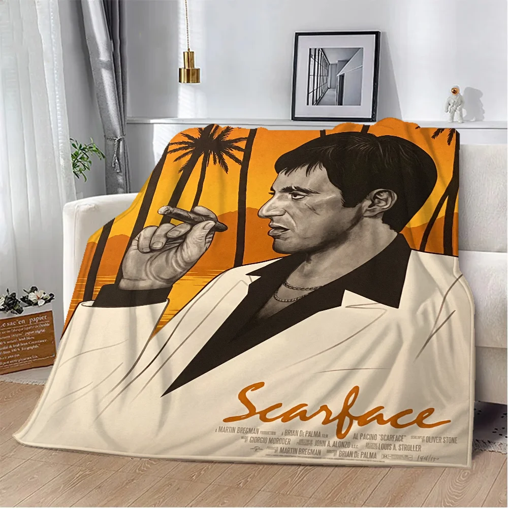 3D Movie Scarface Knee Blanket Throw Bed Blankets & Throws Microfiber Bedding Interior for Home Fluffy Plaid Beach Towel Soft &