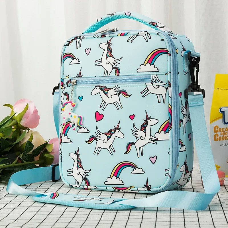 Bolsa de almuerzo para niños, bolsas de unicornio para niña, bolsa aislante, bolsos cruzados para mujer, fiambrera estampada para estudiantes, bolsas de Picnic Loncheras