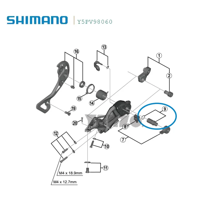 Genuine Shimano RD-M9000 P-Axle Unit & O-Ring XTR Fits RD-M8000/M7000-GS Y5PV98060 XTR XT SLX Deore