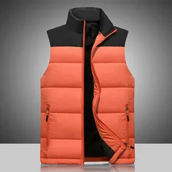 2024 Men Cotton Vest Sleeveless Jacket Business Casual Male Cotton-Padded Vest Autumn Coats Men Stand Collar Warm Waistcoats