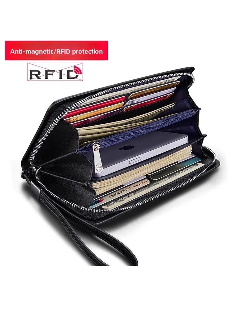 paul-king-men's-wallet-2025-new-large-capacity-leather-zipper-handbag-long-card-bag-integrated-business-ol-style-litchi-pattern