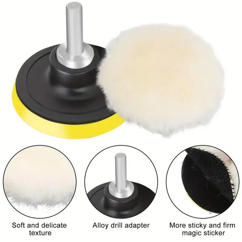 5pcs Premium Car Wax Polishing Pads Wool Car Polishing Waxing 3/4/5/6/7inch Buffing Wheel Pads Auto Paint Care Polishing Pad