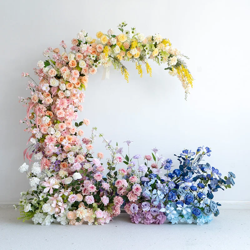 

Uflower Rose Moon Arch Wedding Background Luxury 5D Artificial Peanut Birthday Party Banquet Celebration Props Decoration
