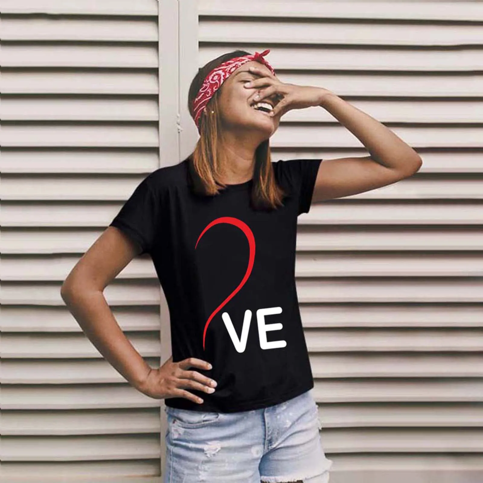 Valentine's Day T-shirt Heart Love Letter Printed Short Sleeve Couple T Shirts Men Women Graphic Tees Tops Ropa Mujer