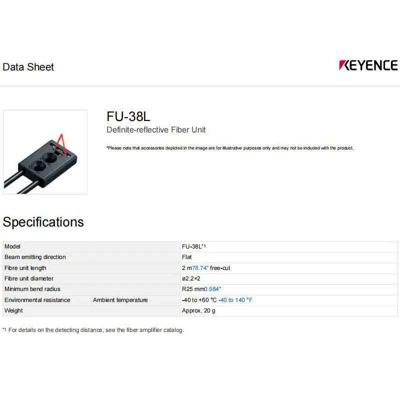 Sensor de fibra óptica KEYENCE FU-38L, accesorios completos, 100% originales