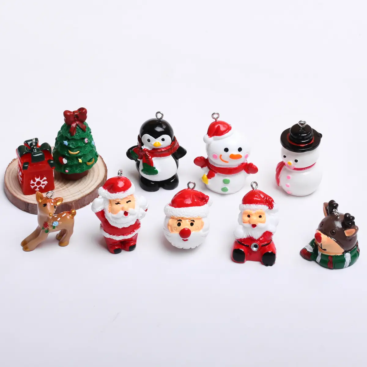 Santa Claus Resina Pingente para Fazer Jóias, Boneco De Neve, Árvore De Natal, Decorativo De Natal, Brincos DIY, Pulseira, Chaveiro, 1Pc