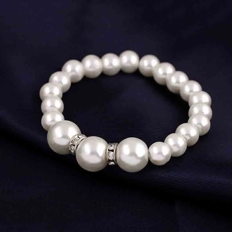 White Crystal Pearl Chain Bracelet for Women Wedding Bridesmaid Gift Pearls Bracelets girl jewelry wholesale