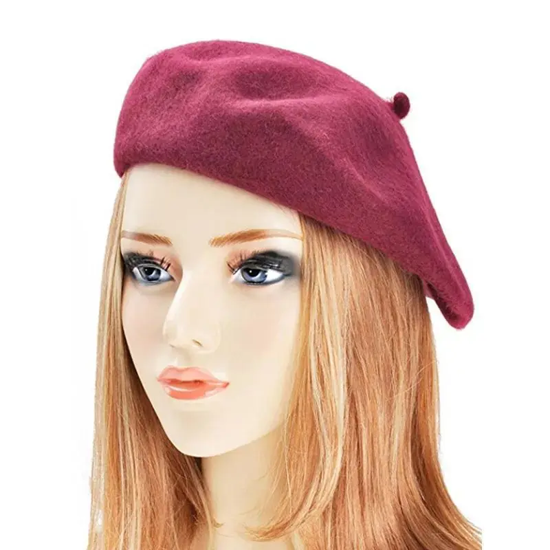 Woolen Berets French Artist Style Warm Winter Berets Caps for Women Men Retro Plain Beret Candy Color Elegant Lady Autumn Caps