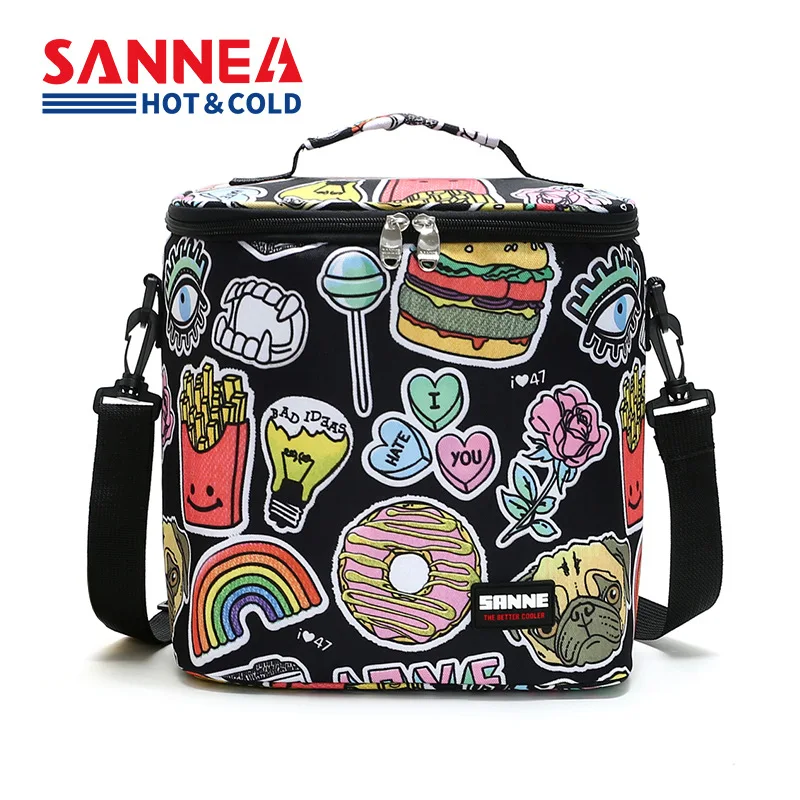 SANNE 10L Portable Thermal Insulated Lunch Bag Thickened 600D Waterproof Oxford Cloth Box Cooler Reusable Picnic Bag