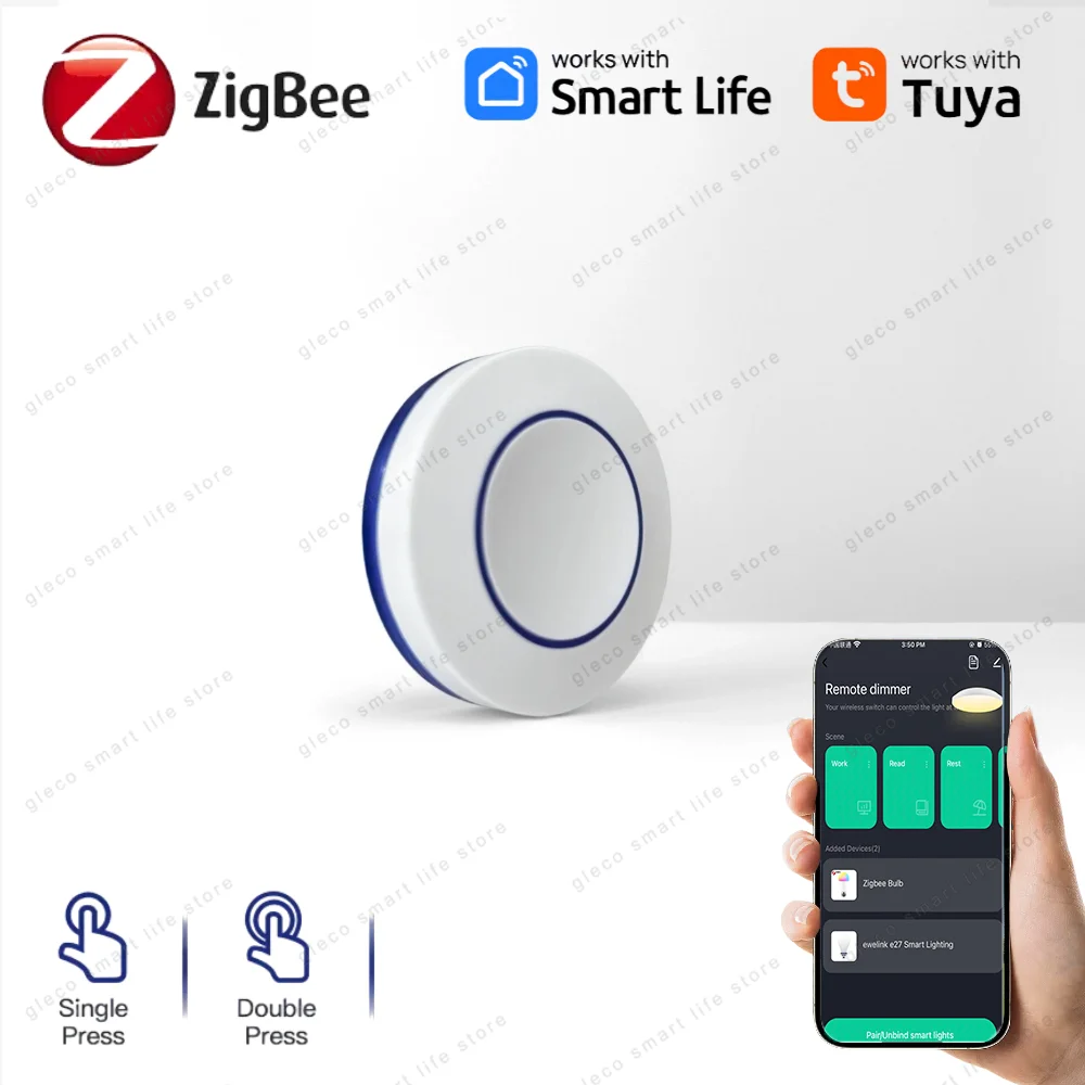 

Zigbee Scene Button Switch Wireless Remote on Off Key Controller Smart Home Automation Scenario Push Switch For Tuya Smart Life