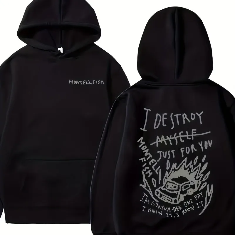 

Letter Printed Men and Women Hooded Sweatshirt Casual Fashionable Loose Warm Pocket Hooded Sweatshirt Hip-hop Style High-quality