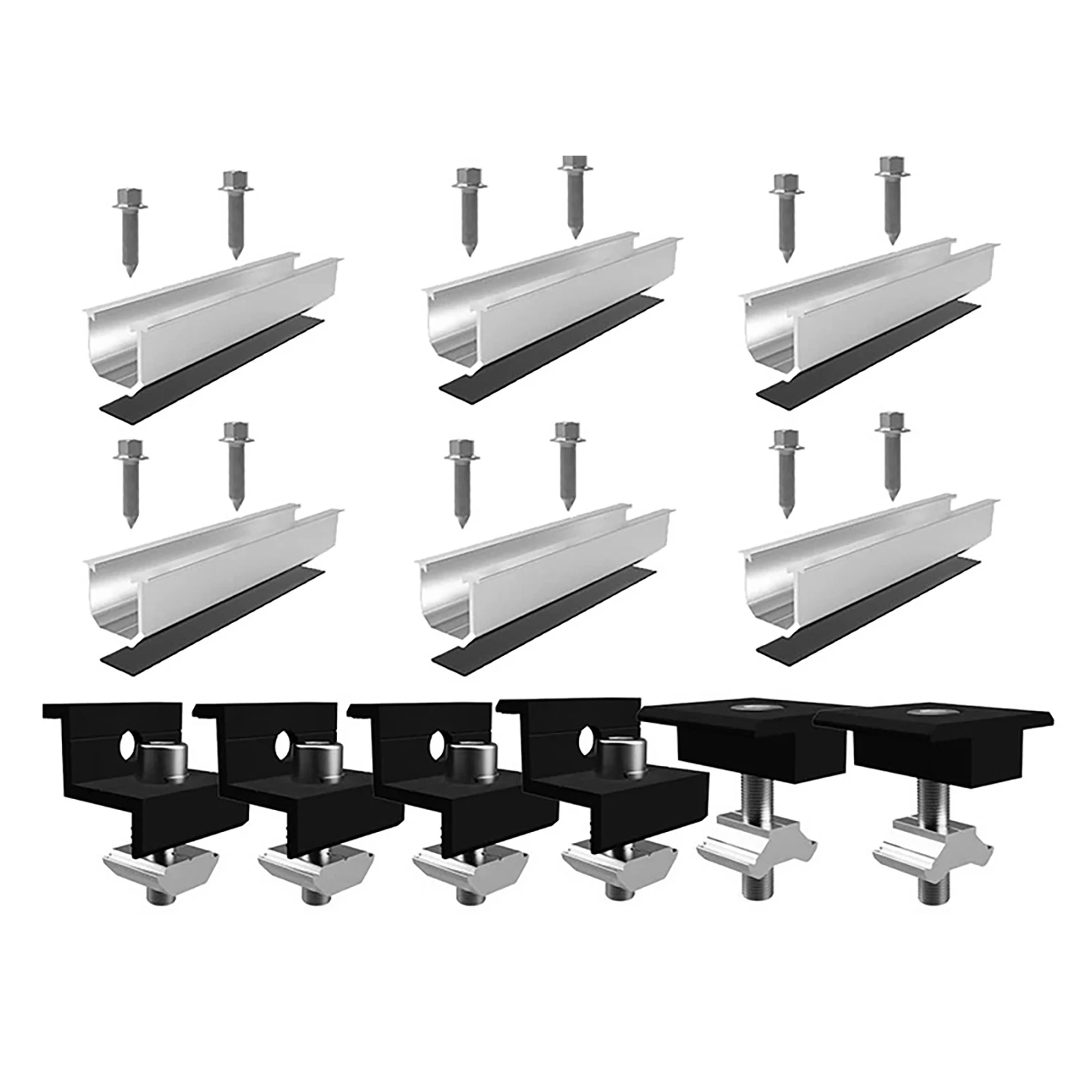 

6Pcs Aluminium Mounting Rail 12cm Adjustable Black Clamp for 30-35 Mm Thick Modules Solar Panel Mount Mounting Set for Flat Roof