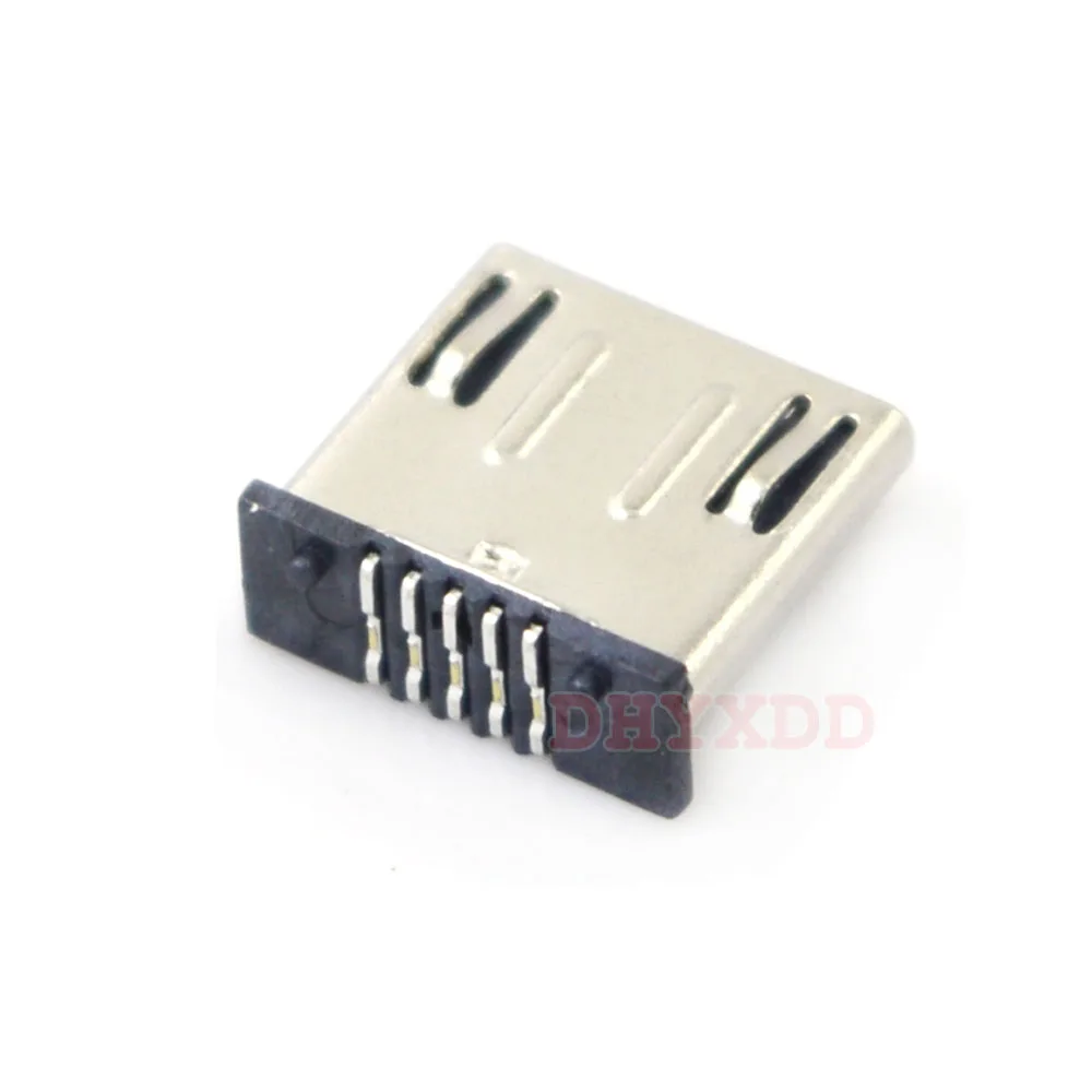 10pcs Micro 5 Pin Connector USB Male Socket USB 5P 180 degree Vertical Patch Power Charging Port Jack Data Interface