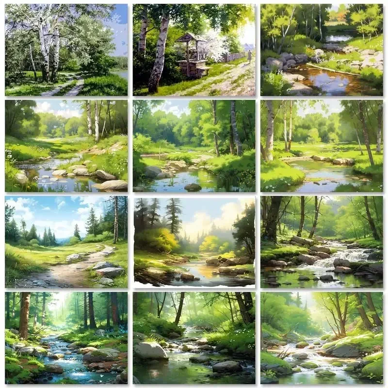 

614714 Diy Painting By Numbers With Frame Forest Path Drawing On Canvas Landscape Picture By Numbers For Adults Diy Gift