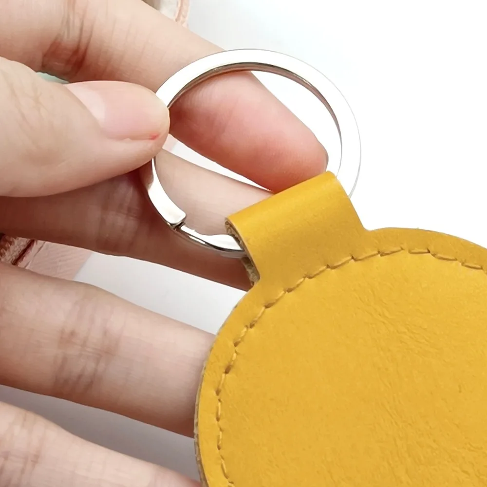 Modischer Runder Leder-Anhänger Logo Geschäftsgeschenk Rindsleder-Schlüsselanhänger PU-Schlüsselkette Leder-Autoschlüsselanhänger Geschenk – Detail 4