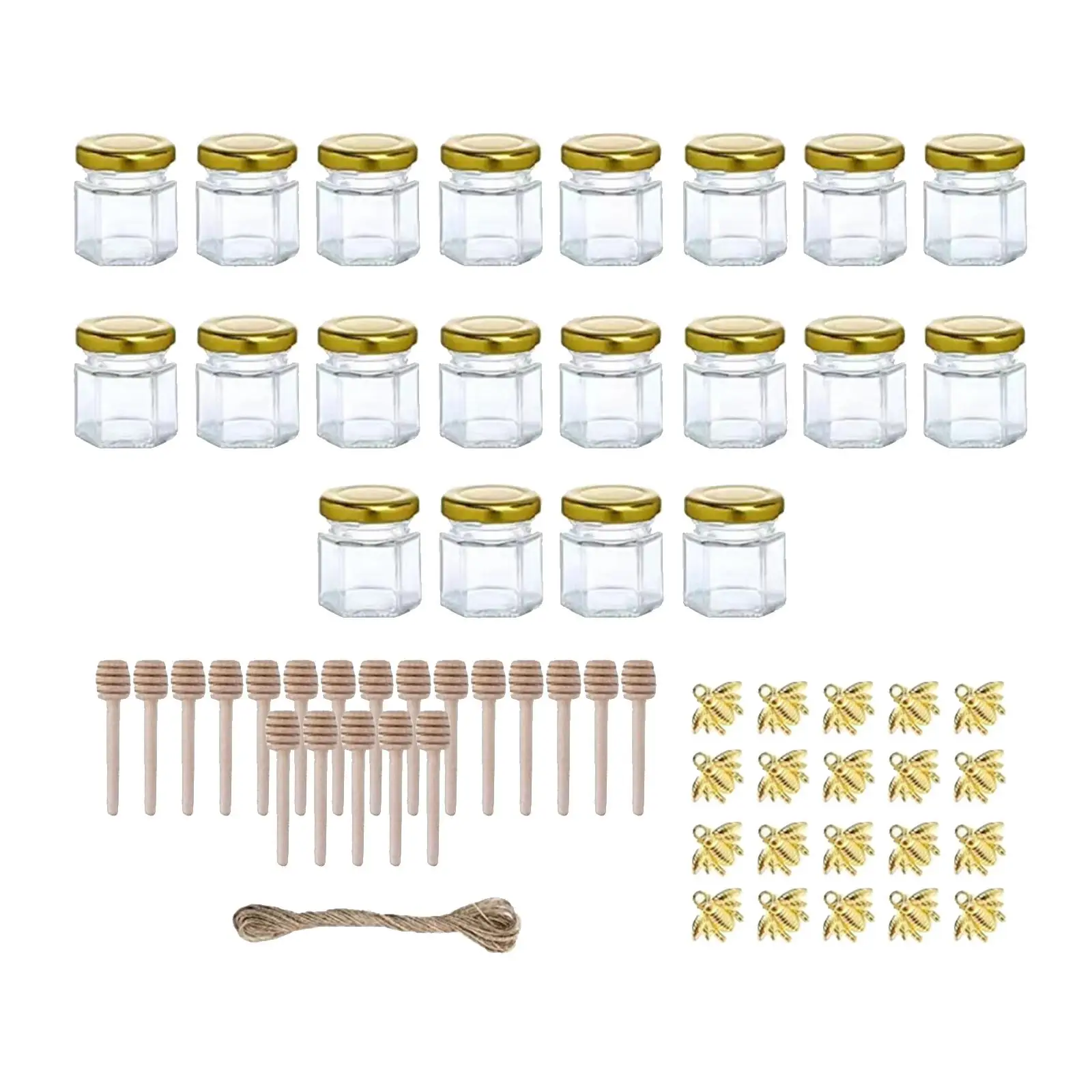 20x Small Glass Jars Honey Jars for Canning, Storing, and Decorative Purpose Candle Making Party Favors Liquids Honey