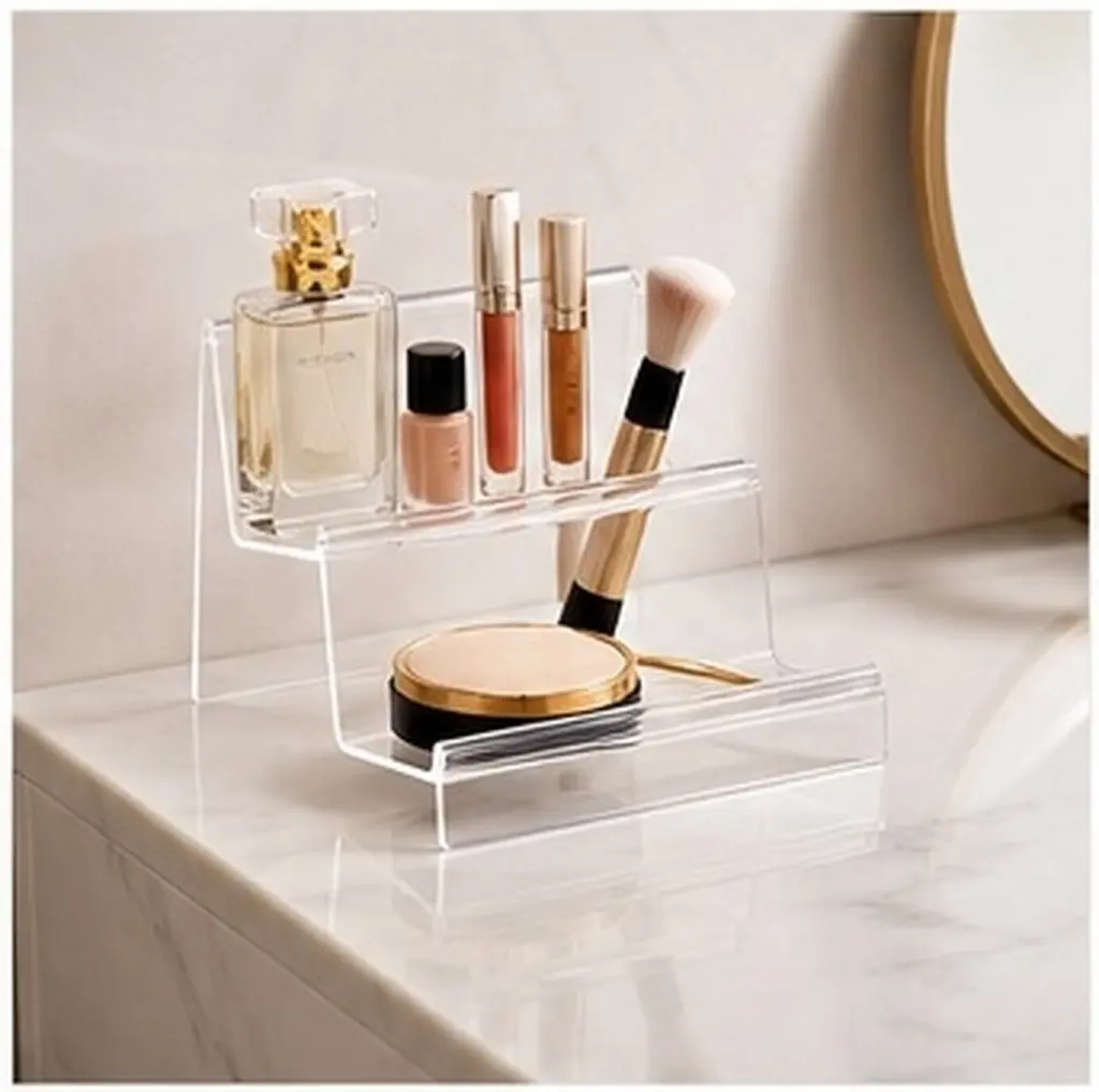Acrylic Wallet Holder Rack Clear Multi Level Storage Display Stand for Purses Cell Phone Cosmetics Jewelry Books Home Shop