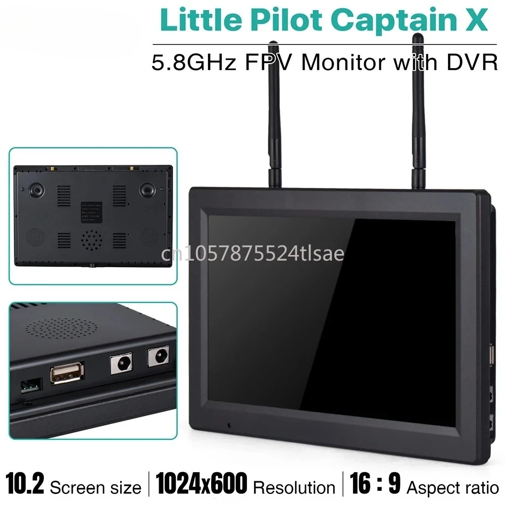 X FPV Monitor with DVR 1.2G/3.3G/5.8G 10.2 inch Dual Receivers 1024x600 LED 16:9 NTSC/PAL Auto Search