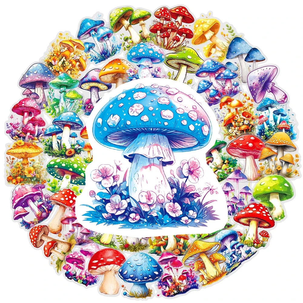 10/30/50 шт. прозрачные красочные наклейки для домашних животных с грибами, эстетические граффити, чемодан, гитара, ноутбук, телефон, милые мультяшные наклейки, декор