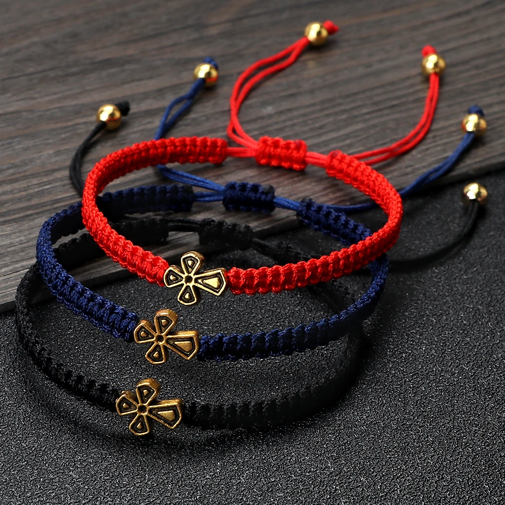 Fashion Prayer Cross Bracelet Handmade Lucky Nylon Rope Bangle Women Men Charming Adjustable Wrist Jewelry For Women Men Gift