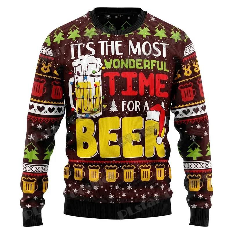 Fashion men's winter sweater Christmas Merry Drunk 3D printed ugly sweater neutral casual warm knit pullover M1002