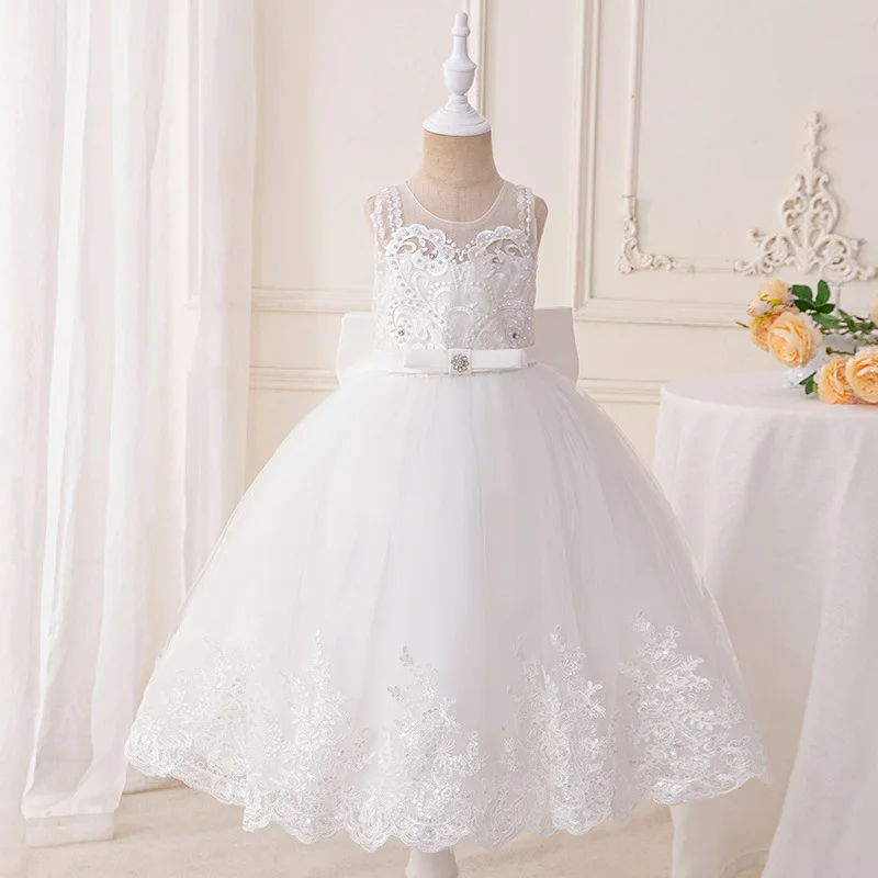 

Floor Length Lace Flower Girl Elegant Party Formal Dress Pageant Children's Wedding Bridesmaid Celebration Communion Dresses