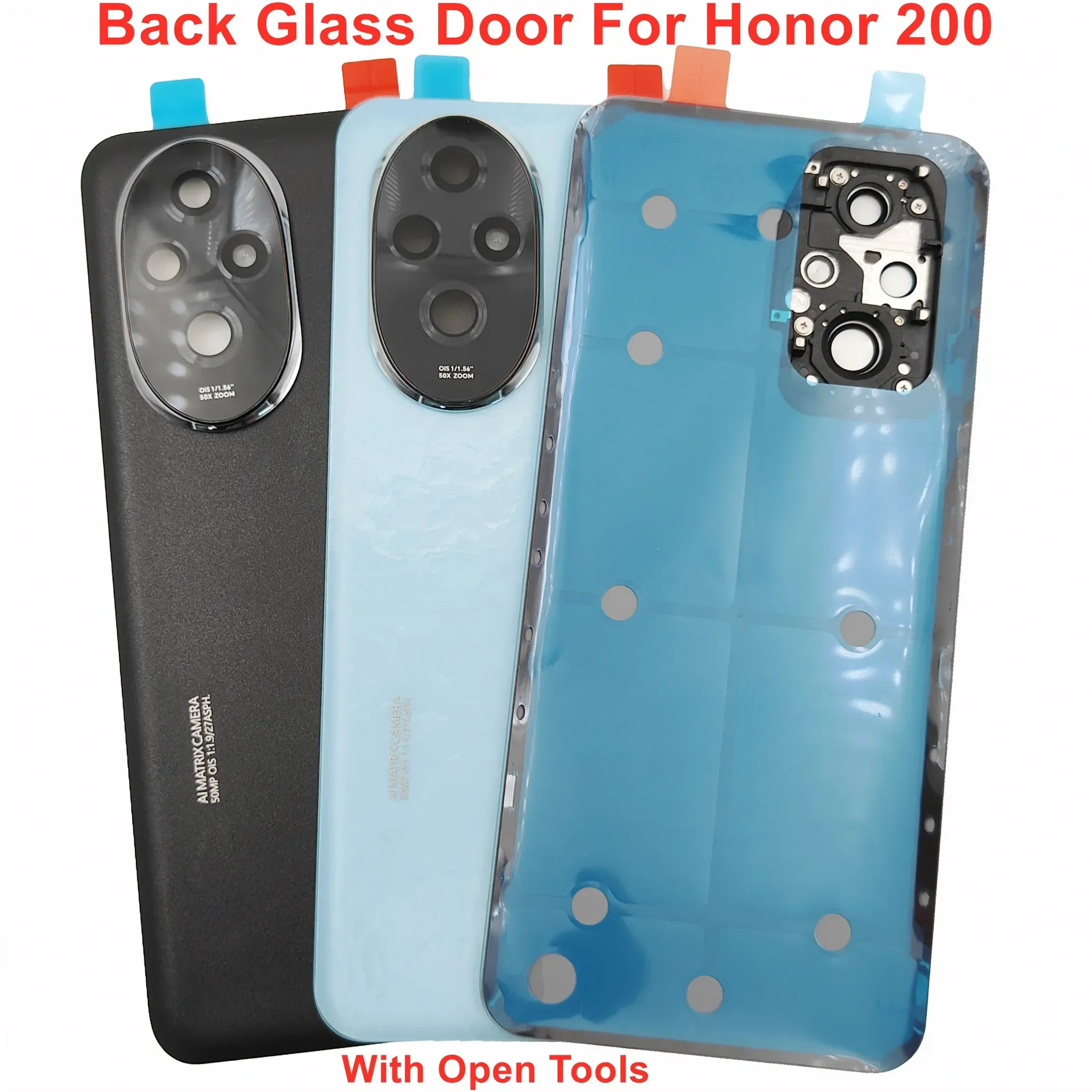 

OEM A + стеклянная задняя дверь для Honor 200, жесткая крышка батарейного отсека, задняя крышка, корпус с объективом камеры, клей, инструменты, логотип
