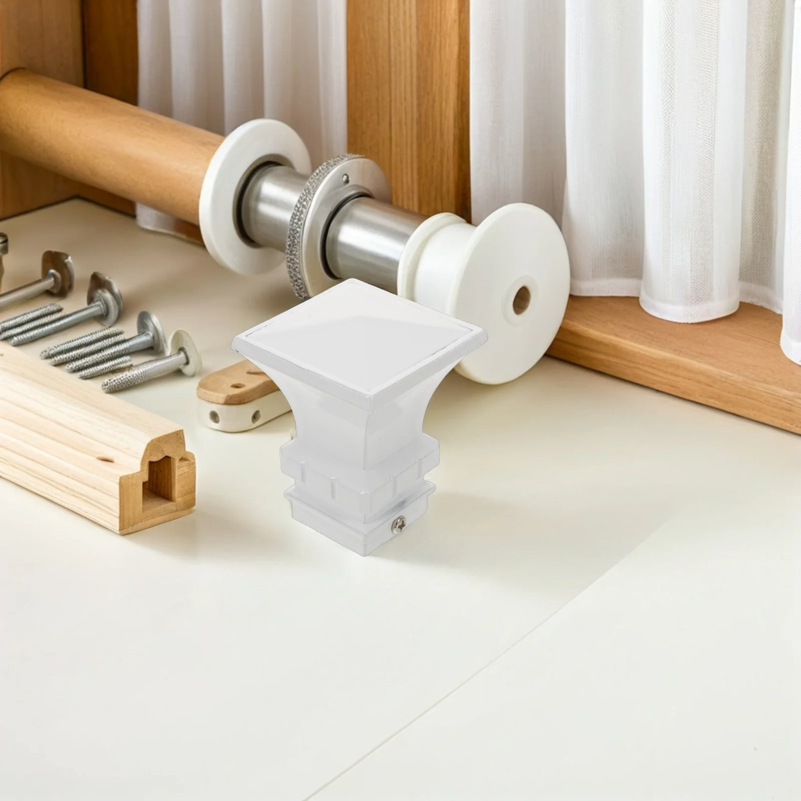 

2Pcs Metal Curtain Rod End Caps Thickened Design for Modern Interiors White Curtain Rod Finials Ends Only Rail End Caps