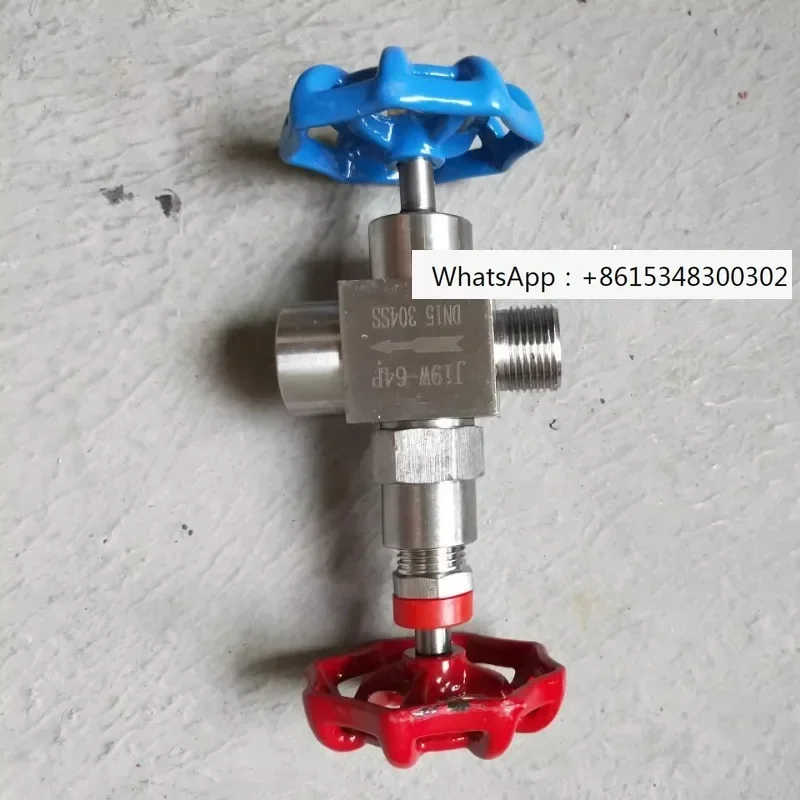 

J19W-64P stainless steel pressure gauge three-way globe valve needle valve with exhaust hole M20 * 1.5 DN15