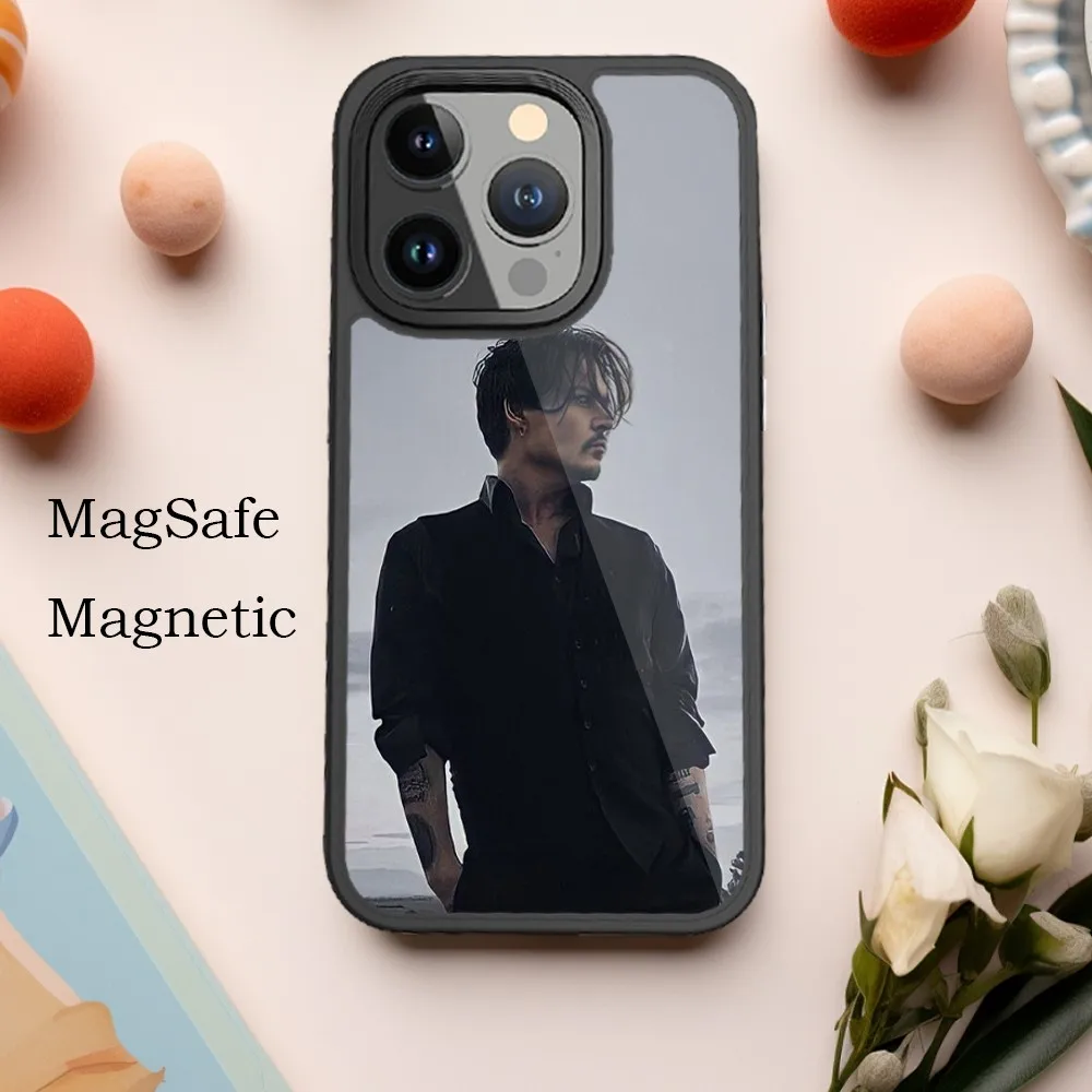 Handsome J-Johnny-Depps Actor Phone Case For iPhone 15 14 13 12 11 Pro Max Plus Phone Magnetic for Macsafe Cases Cover