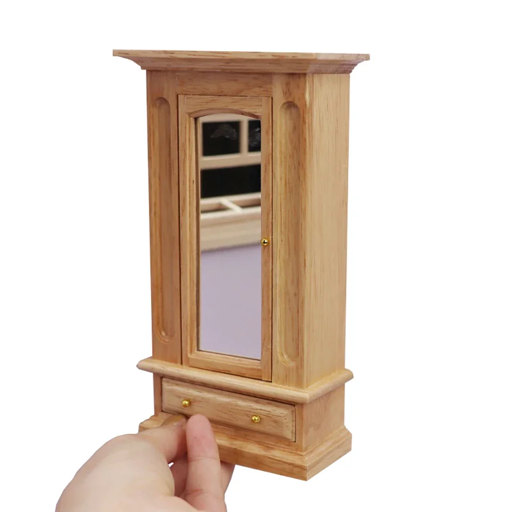 1/12 Dollhouse Miniature Accessories Mini Wardrobe with Drawer Simulation Cabinet Furniture Model for Doll House Decoration ob11