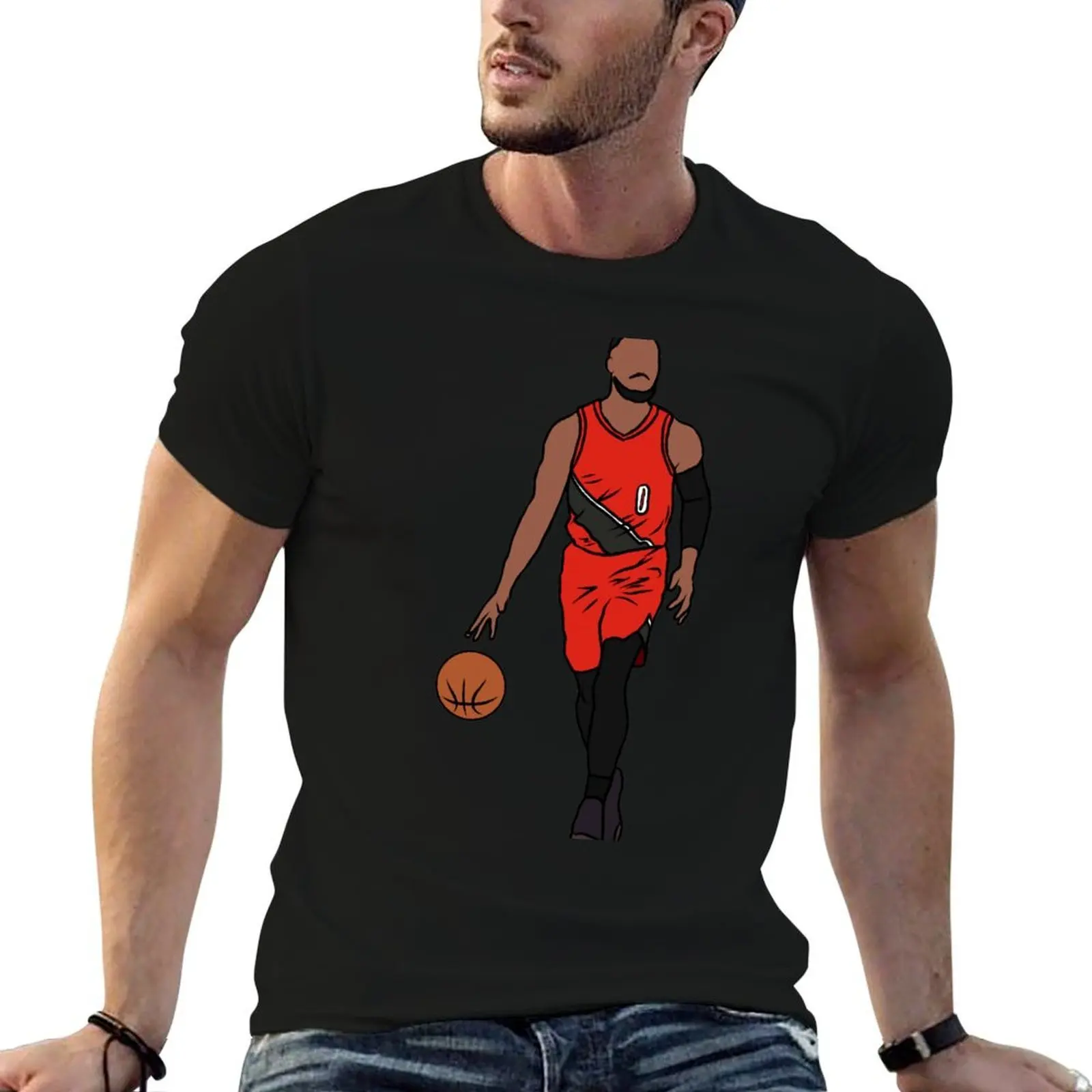 

Damian Lillard Dribbling T-Shirt man t shirt luxury t shirt men 100% cotton luxury brand T-Shirt