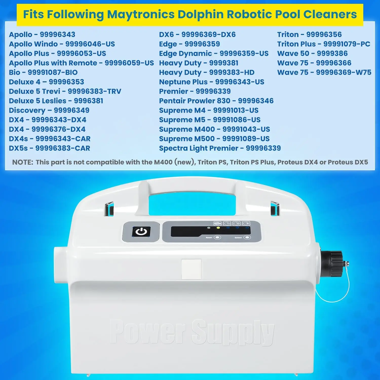 9995678-US-ASSY بديل مصدر الطاقة لـ Dolphin Apollo,Apollo Plus,Bio,Deluxe 5,DLX4,DX4,DX4S,DX5S,DX6,Edge,Havy Duty,M400