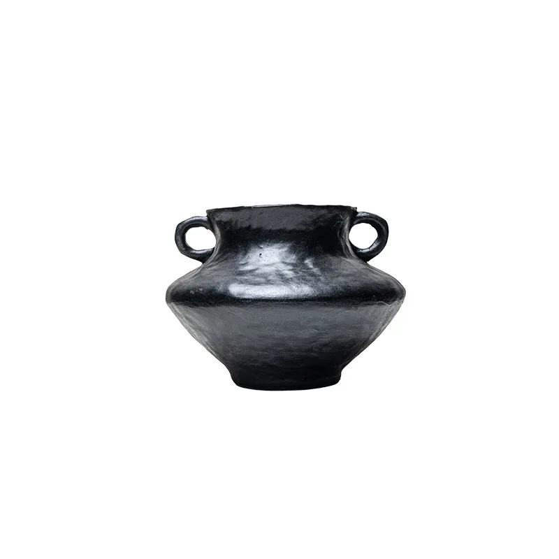 New Chinese-style Zen binaural open vase flower pot simple solid color ceramic flower ware for hotel and bed and breakfast