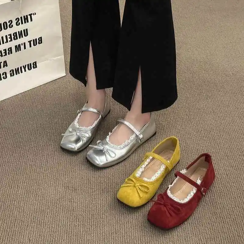 

Women's Summer Ballet Flats Mary Janes Flat Bottom Single Dance Shoes Comfortable Soft Sole Knot Closure Fashionable Flats