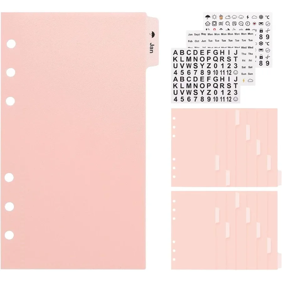 

15Pcs A6 Binder Pocket Divide with No Zippe Frosted Zipless Budget Envelopes with 3Pcs Tabs Sticke for Cash System 6 Ring Budge