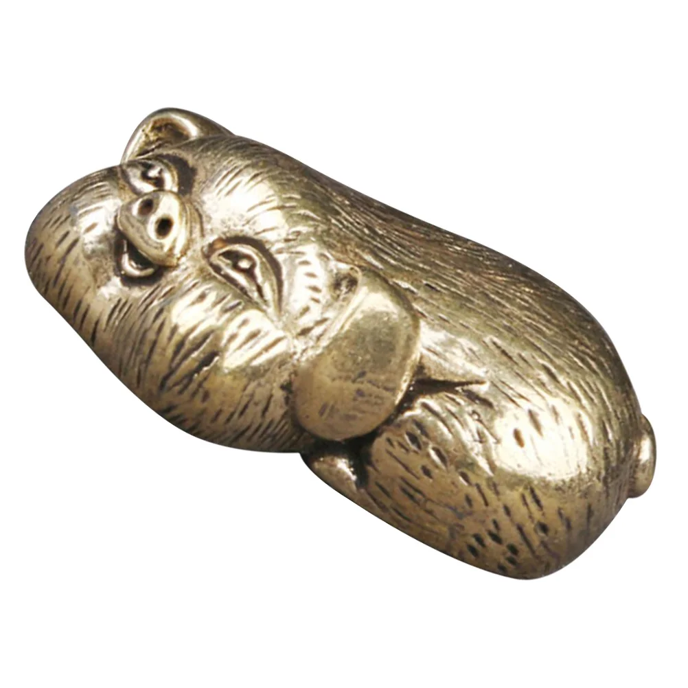 

Vintage Solid Brass Mini Pig Sculpture Retro Desktop Decoration Small Brass Pig Statue Animal Ornament Animal Figurine