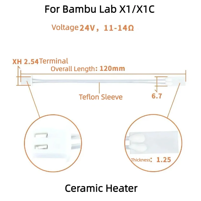 Aksesori Printer 3D Khusus Untuk Bambu Lab P1P/P1S: Pemanas Keramik, Kabel Termistor, Rakitan Hotend