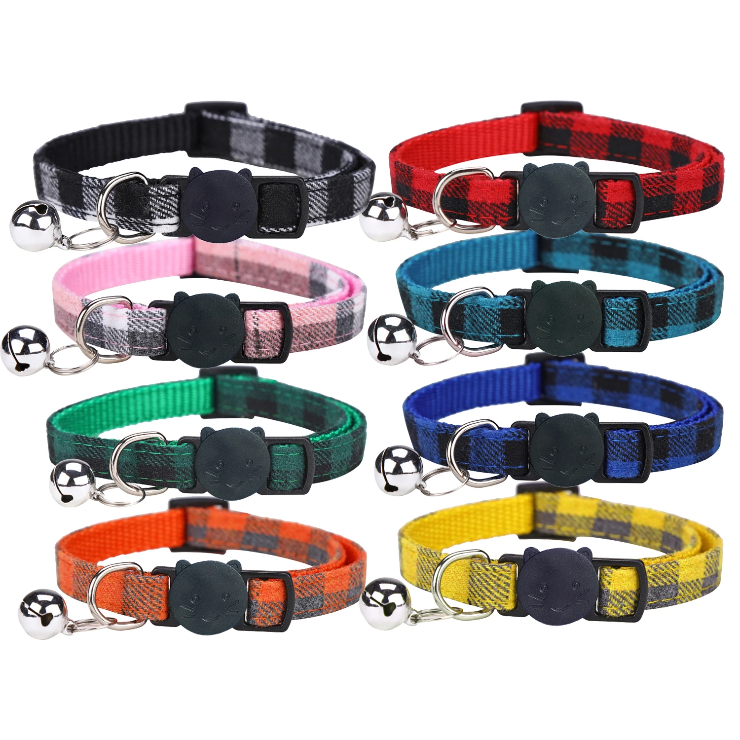 1PC Adjustable Cat Collar Colors Reflective Breakaway Neck Ring Necklace Bell Pet Products Safety Elastic Adjustable Collar